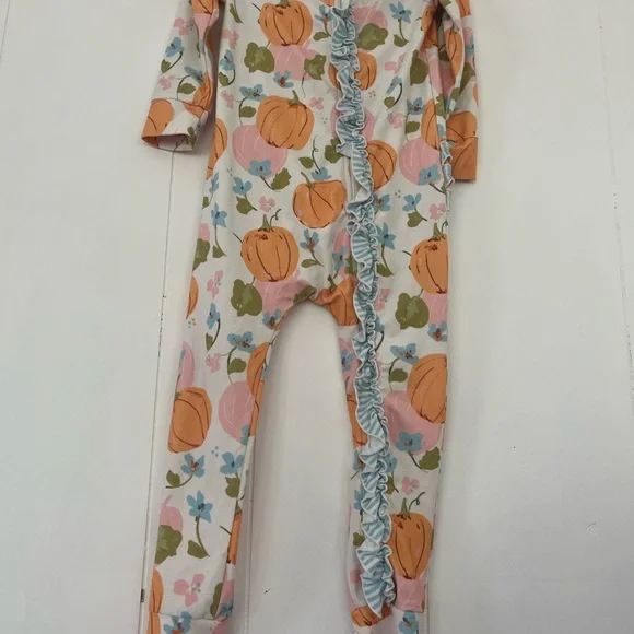 Sweet Honey Girls 4Y Pumpkin Zipper Pajamas Lounge Layette Romper - Picture 3 of 10